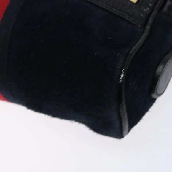 GUCCI Sherry Line Shoulder Bag Suede Navy Gold - Picture 9 of 14